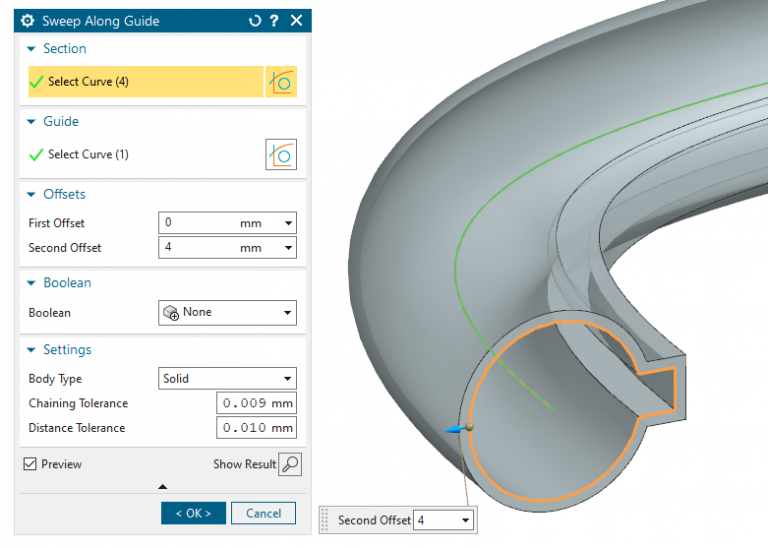 NX Sweep Along Guide